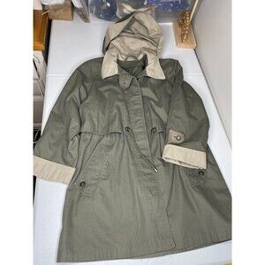 Vintage Olive Green Utility Parka Jacket Hooded Military Core 90s Y2K Academia